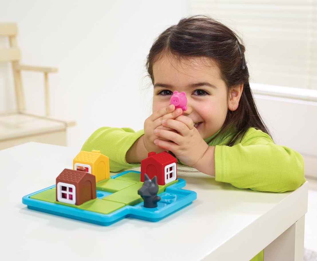 SmartGames Three Little Piggies – Preschool Logic Puzzle Game with 48 Challenges and Storybook – Educational Fairy Tale Puzzle for Kids Ages 3+ to Develop Spatial Reasoning and Problem-Solving Skills