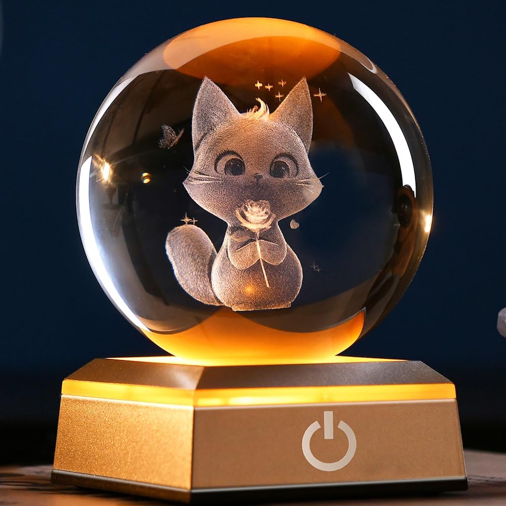 3D Solar System Crystal Ball Universe Glass Ball Space Astronomy Gift Planets Model Science Astrophysics Gifts Solar System Night Light Glass Globe Decor with 12 Colorful Modes Light Base