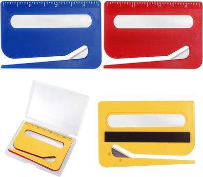 Lyreh 3pcs Magnetic Letter Openers, 3 Colors Envelope Opener Slitter Mail Cutter Tool with Scale and Magnifier with Transparent Storage Case for Women Package Home Office Supplies(Red, Yellow, Blue)