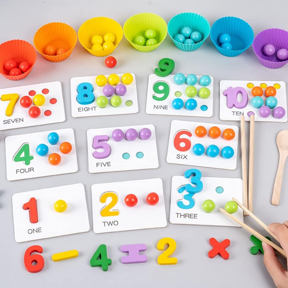 NUOBESTY 3PCS Wooden Tweezer Tongs Kids Tweezers for Fine Motor Peg Board Beads Game Clips Counting Matching Game Beads for Montessori Sorting Toys
