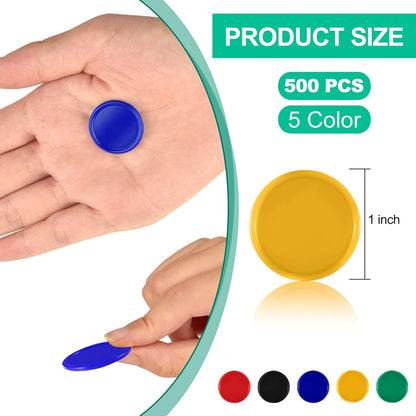 Coopay 500 Pieces Plastic Learning Counters Disks Bingo Chip Counting Discs Markers for Math Practice and Poker Chips Game Tokens Kids Reward, 1 Inch (Yellow)