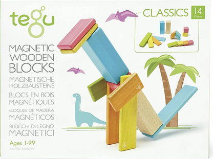 14 Piece Tegu Magnetic Wooden Block Set, Blues