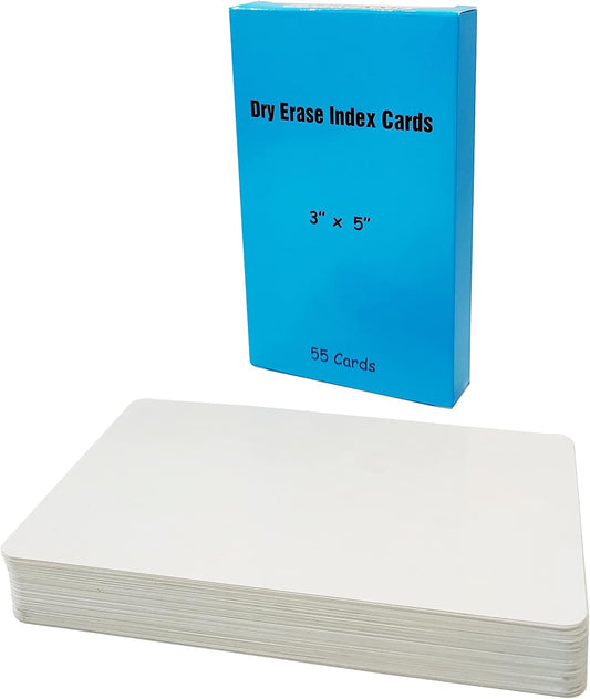 IMAGAME Dry Erase Index Cards, 3” x 5”, 55pcs Laminated Cards, Both Sides Blank, Reusable Dry Erase Note Cards for School, Office, Home, to Do Lists, Multipurpose Index Card Sheets