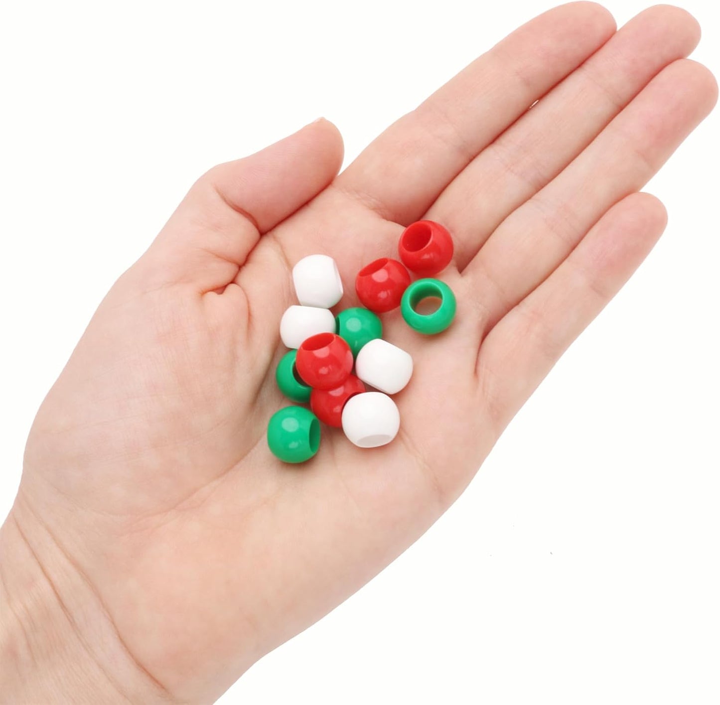 300 Acrylic Large Hole Beads for Crafts and for Hair 10mm x 12mm Acrylic Barrel Beads with 5.7mm Large Hole, Glossy Primary Assortment