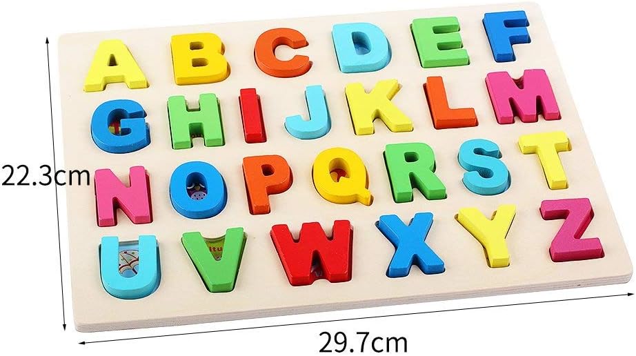 QZMTOY Wooden Puzzles for Toddlers, Wooden Alphabet Number Shape Puzzles Toddler Learning Puzzle Toys for Kids, 3 in 1 Puzzle for Toddlers, Age 3+ (Set of 3)