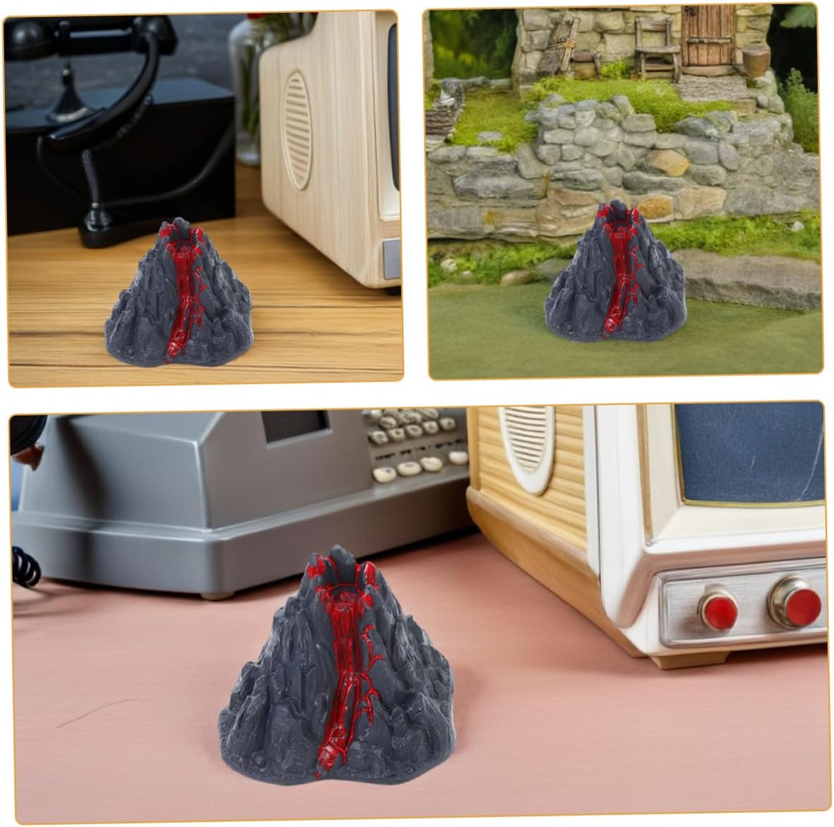 16pcs Miniature Erupting Volcano Model Realistic Plastic Volcano for Science Experiments and Educational Demonstrations for Tabletop Displays and Micro Landscapes