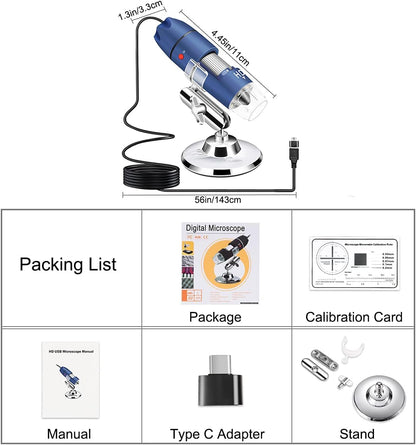 Jiusion 2K HD 2560x1440P USB Digital Microscope for Android Cellphone and Tablet Windows Mac Linux, 40X to 1000X Magnification Endoscope Handheld Mini Magnifier Camera for Coin Facial Skin Scalp