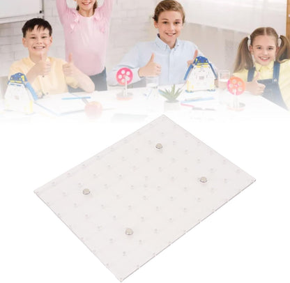 Pssopp Plastic Double Sided Geometry Board, Educational Development 80 Pins Design Multifunctional Rubber Band Peg Board for Kids Students Classroom