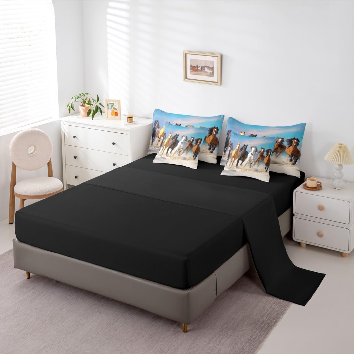 Erosebridal Chemistry Comforter Set with Sheets Full Size Periodic Table of Elements Bed in A Bag 7 Piece Science Chemistry Lovers Bedding Set for Kids Boys Children Bedroom Modern Black Bed Sets