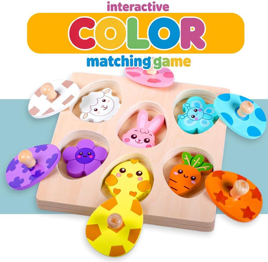 Waybla Easter Basket Stuffers - Easter-Themed Wooden Peg Puzzle for Toddlers 1-3 Years, Montessori Educational Toy and Learning Activity