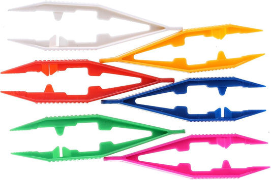 Plastic Tweezers for Kids 6 Pack - Craft Tweezers Set for Beading Jewelry Making - 4.3 Inch Precision Tools for Fine Motor Skills Development - School Classroom Supplies - Assorted Bright Colors