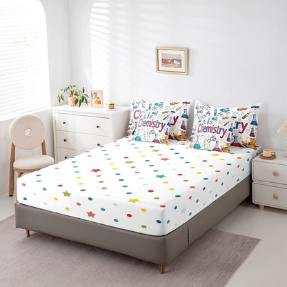Erosebridal Chemical Equation Bed in a Bag Queen Comforter Set 7 Piece,Chemistry Bedding Sets Science Students Learning Gift Sheet Set with Comforter,Molecular Formula Education Bed Set - Colors A