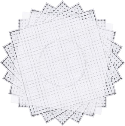 Phinus 6 PCS 5mm Fuse Beads Pegboards Kits, Plastic Bead Boards with 4 PCS Ironing Paper, Large Square Clear Beads Pegboards for Kids Craft Bead, DIY Craft Bead