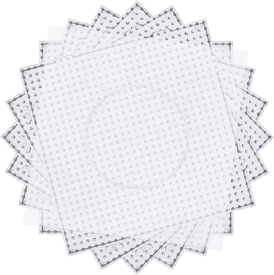 Phinus 6 PCS 5mm Fuse Beads Pegboards Kits, Plastic Bead Boards with 4 PCS Ironing Paper, Large Square Clear Beads Pegboards for Kids Craft Bead, DIY Craft Bead