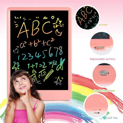 Kids LCD Writing Tablet, 10.5 Inch Colorful Electronic Board Drawing Pad, Electronic Erasable Doodle Tablet for Boys Girls Gifts for Toddler Educational Travel Birthday(Pink)