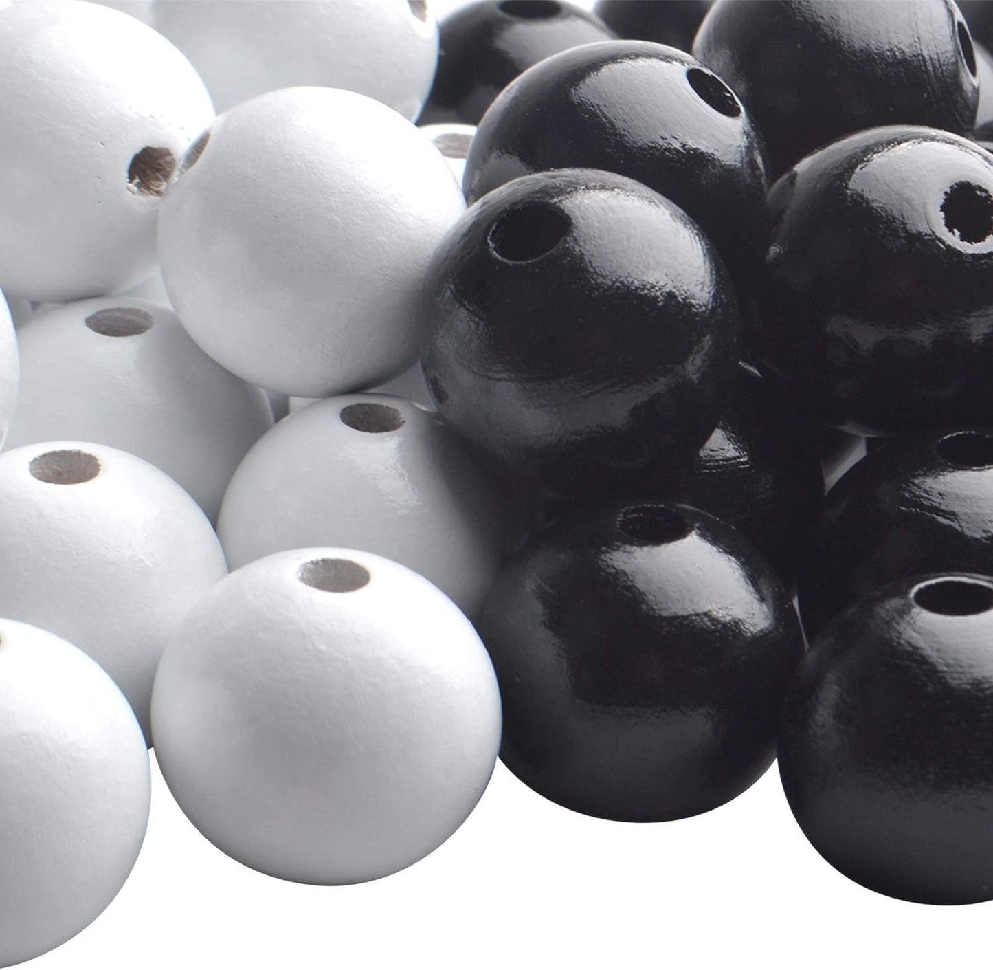 Aylifu Round Wooden Beads, 50 pcs 25mm Natural Unfinished Wooden Spacers for DIY Crafts Jewelry Making, White, Hole: 5mm