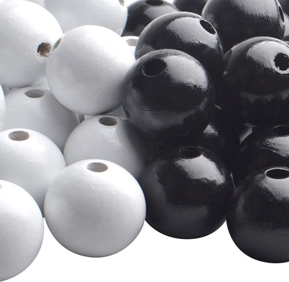 Aylifu Round Wooden Beads, 50 pcs 25mm Natural Unfinished Wooden Spacers for DIY Crafts Jewelry Making, White, Hole: 5mm