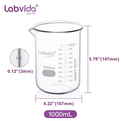 12pcs 50ml Upgrated Thick Glass Beakers, Shot Glass Beaker set, 3.3 Boro Griffin Low Form, Double Scale, LVA003