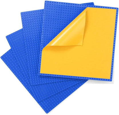 MIMAX Peel-and-Stick Baseplates - Self Adhesive Building Brick Plates - Compatible with All Major Brands - 4 Pack - 10 inch x 10 inch (Dark Gray)