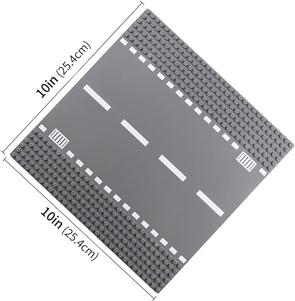 Feleph Classic Road Baseplates City Street Curve Road Building Block Kit 10 x 10 Inches Town Base Plate for Building Bricks Compatible with All Major Brands(Curve 2 Pieces)