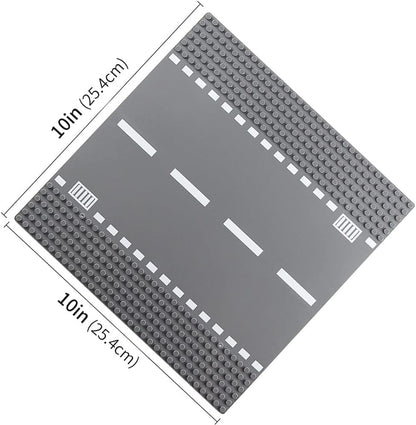 Feleph Classic Road Baseplates City Street Curve Road Building Block Kit 10 x 10 Inches Town Base Plate for Building Bricks Compatible with All Major Brands(Curve 2 Pieces)