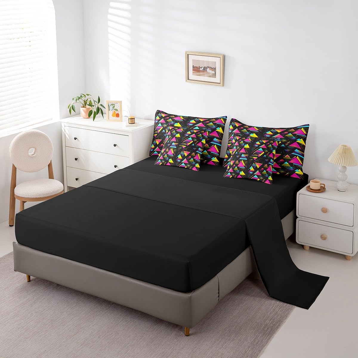 Erosebridal Chemical Equation Bed in a Bag Queen Comforter Set 7 Piece,Chemistry Bedding Sets Science Students Learning Gift Sheet Set with Comforter,Molecular Formula Education Bed Set - Colors B