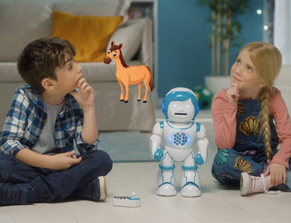 LEXiBOOK, Powerman Neo, My Robot Full of Technology, Remote Control and Gesture Control, Educational Activities in English, Programmable, Music and Dance, Sound and Light Effects, Blue/White, ROB18EN
