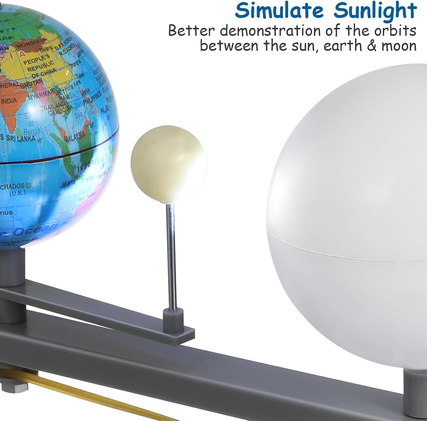 Vaguelly Sun Earth Moon Orbital Model Kids Educational Geography Model Astronomical Teaching Tool Moon Kid Toys Educational Illuminated Plastic Lunar Eclipse Taste to Rotate