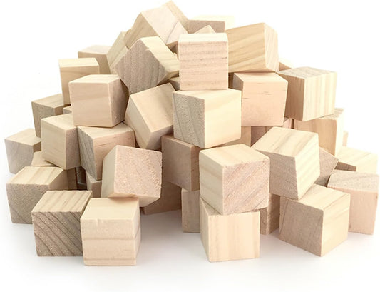Unfinished Wooden Blocks 1 inch, Pack of 50,Small Wooden Cubes for Arts and Crafts – DIY - Photo Blocks- Plain Wooden Blocks
