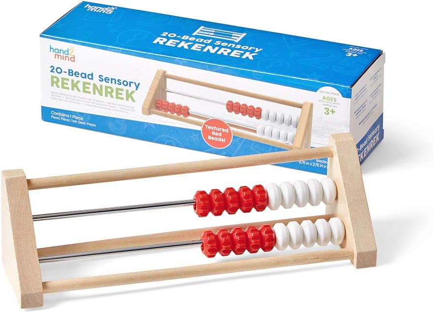 hand2mind 20-Bead Wooden Sensory Rekenrek Abacus, Abacus for Kids Math, Wooden Counting Math Manipulatives, Bead Counters for Kids Math, Learn Counting and Numbers, Homeschool Supplies (Set of 1)