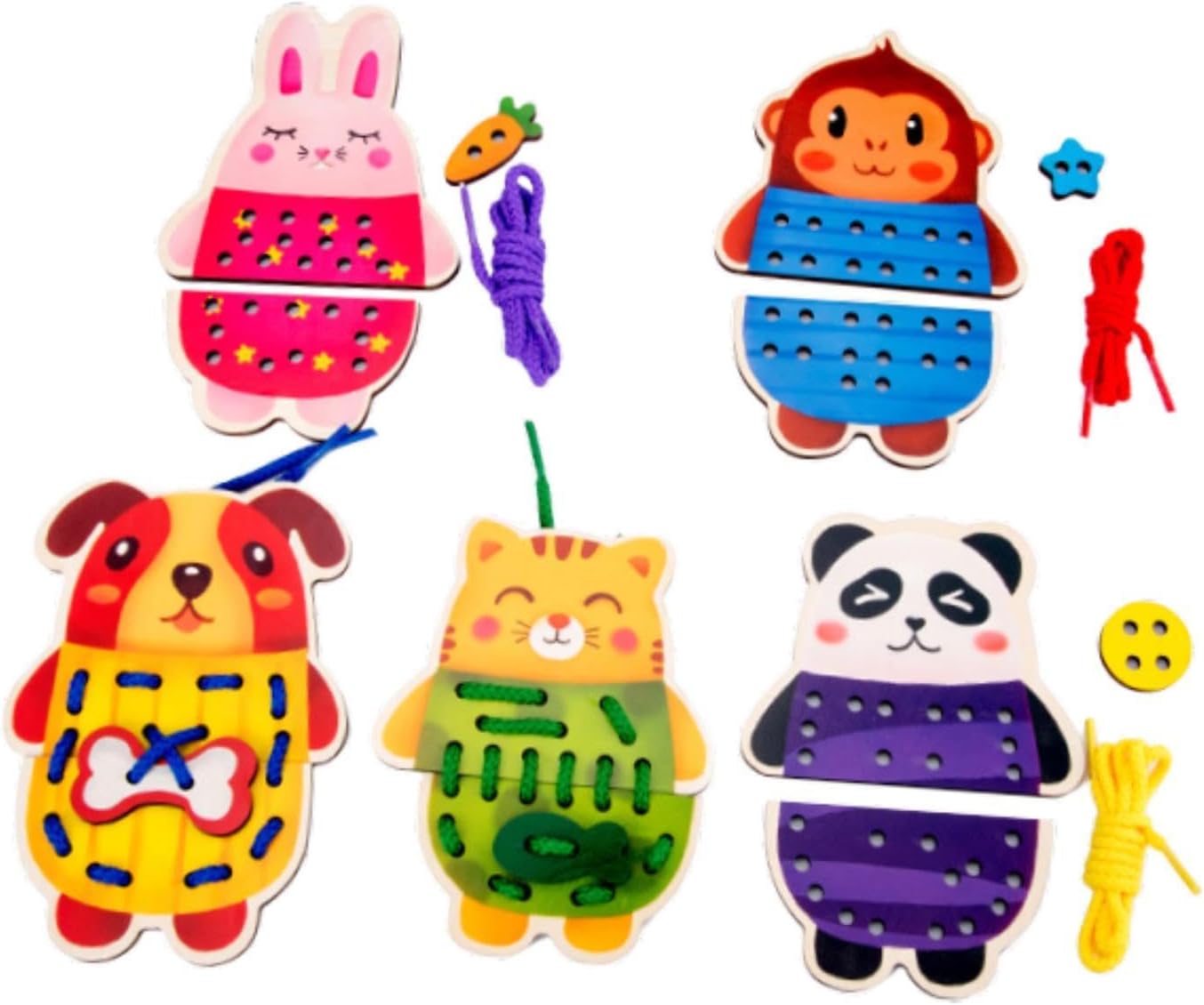 getuse Lacing Cards Sewing Kit for Preschoolers and Kids Threading Activity Developing Imagination Lacing Playing Games Sewing Cards- Fruit