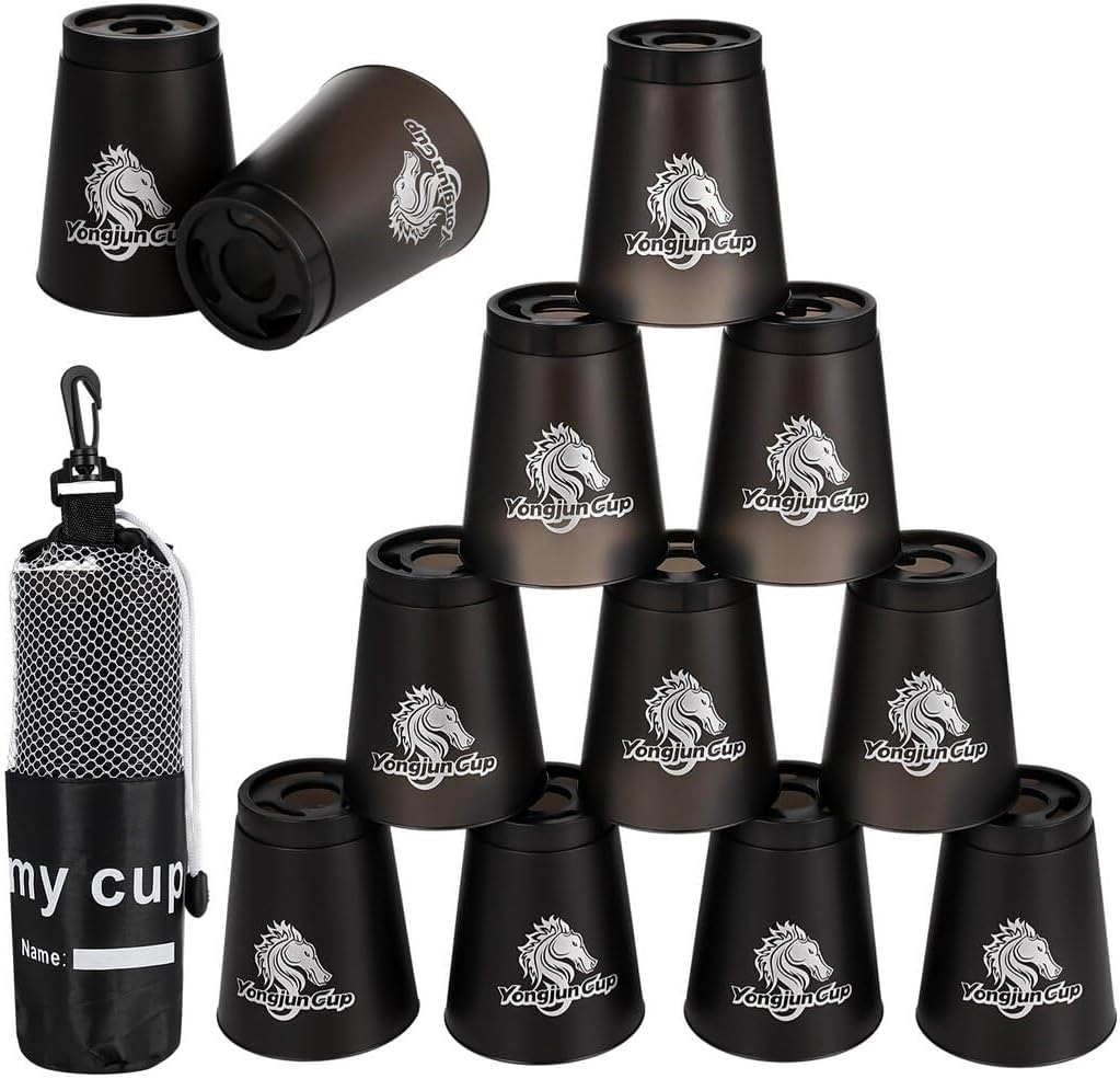 yeesport 48 Pcs Sport Stacking Cups, Sport Training Game for Challenge Competition, Plastic Stacking Cups, Classic Family Game for Kids and Adults, Red+Blue+Green+Black