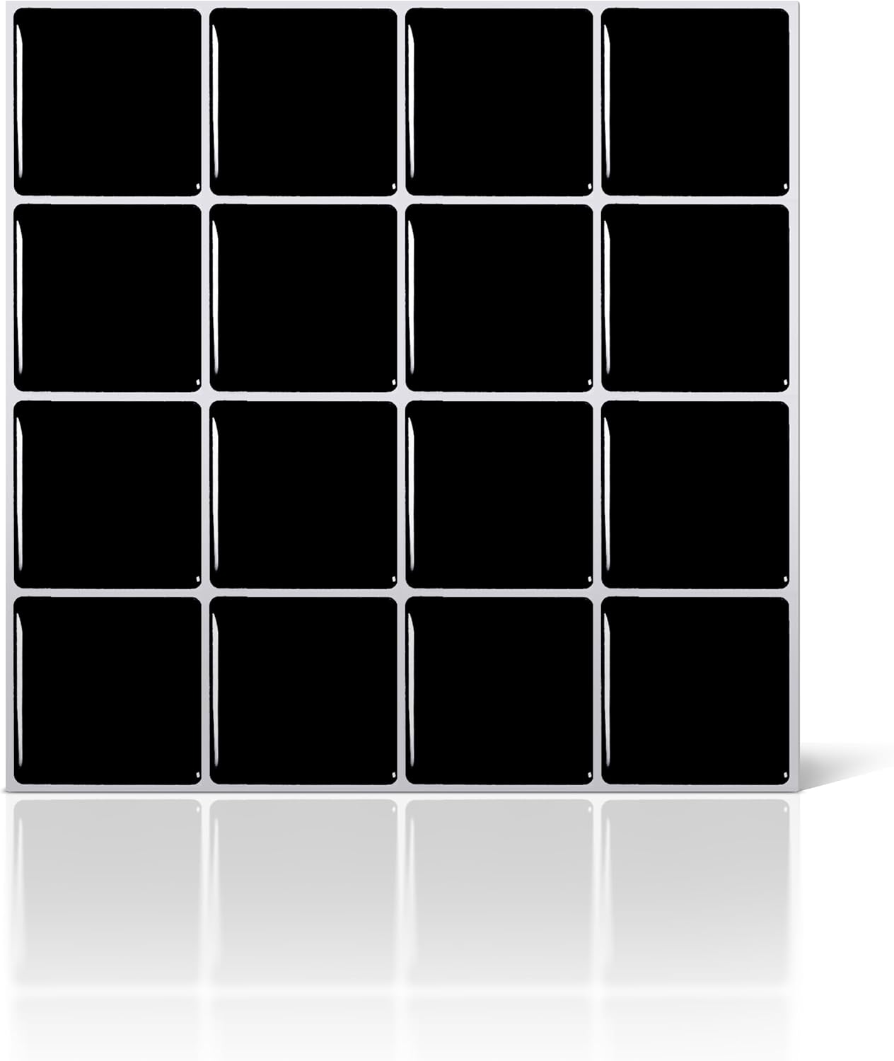 VViViD 11 Sheets Peel and Stick Grey Gloss Faux Ceramic Brick Wall Tiles, Self Adhesive Backsplash 12”x12”, 2mm Thick Kitchen, Bathroom (11 sq. ft.)