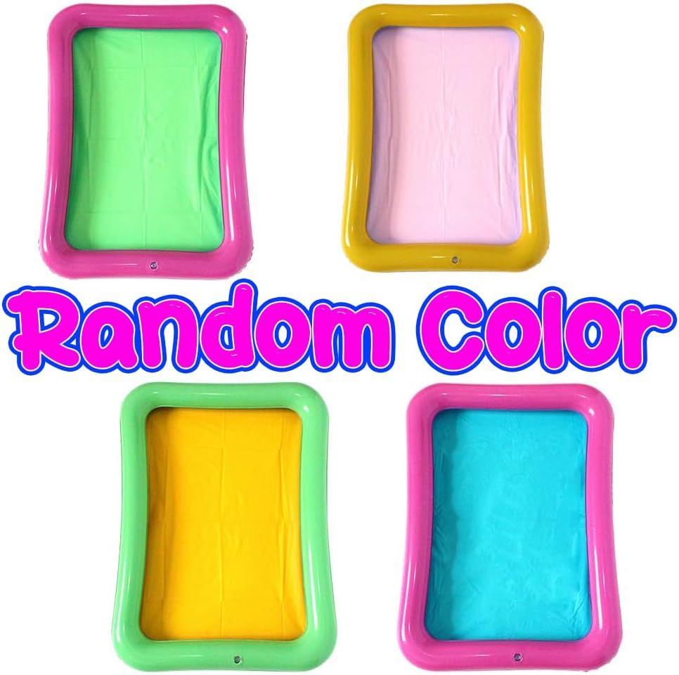 Topwon Inflatable Sand Tray for Kids - Portable Sand Box with Molds - Random Color (Random Color, 23x17)