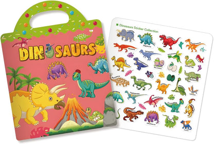 FUNCLASS 4 Pack Reusable Sticker Books for Toddlers 3,Toddler Sticker Books for Travel,Quiet Sticker Books for Kids,Kids Jelly Sticker Books with Animal,Dinosaur,Vehicles,Farm,Toddler Birthday Gifts