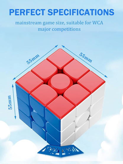 CFMOUR Speed Cube 3x3x3 - Moyu Meilong 3C, Stickerless Magic Cube 3x3, Fast Smooth Turning Vivid Colour 3D Puzzle Brain Toy Travel Games, Turns Quicker Than Original