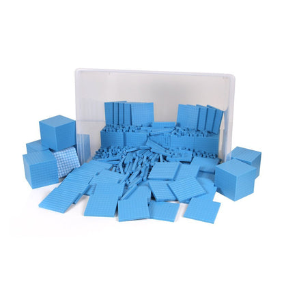 hand2mind Blue Plastic Base Ten Blocks Complete Classroom Set, Place Value Blocks, Counting Cubes, Math Blocks Kindergarten, Manipulative Kit for Mathematics for Elementary Teachers (Set of 161)