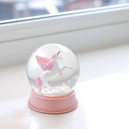 Unicorn Snow Globes for Girls, 100MM Pink Glitter Glass Snowglobe, Christmas Birthday Gifts for Friends, Wife(Pink)