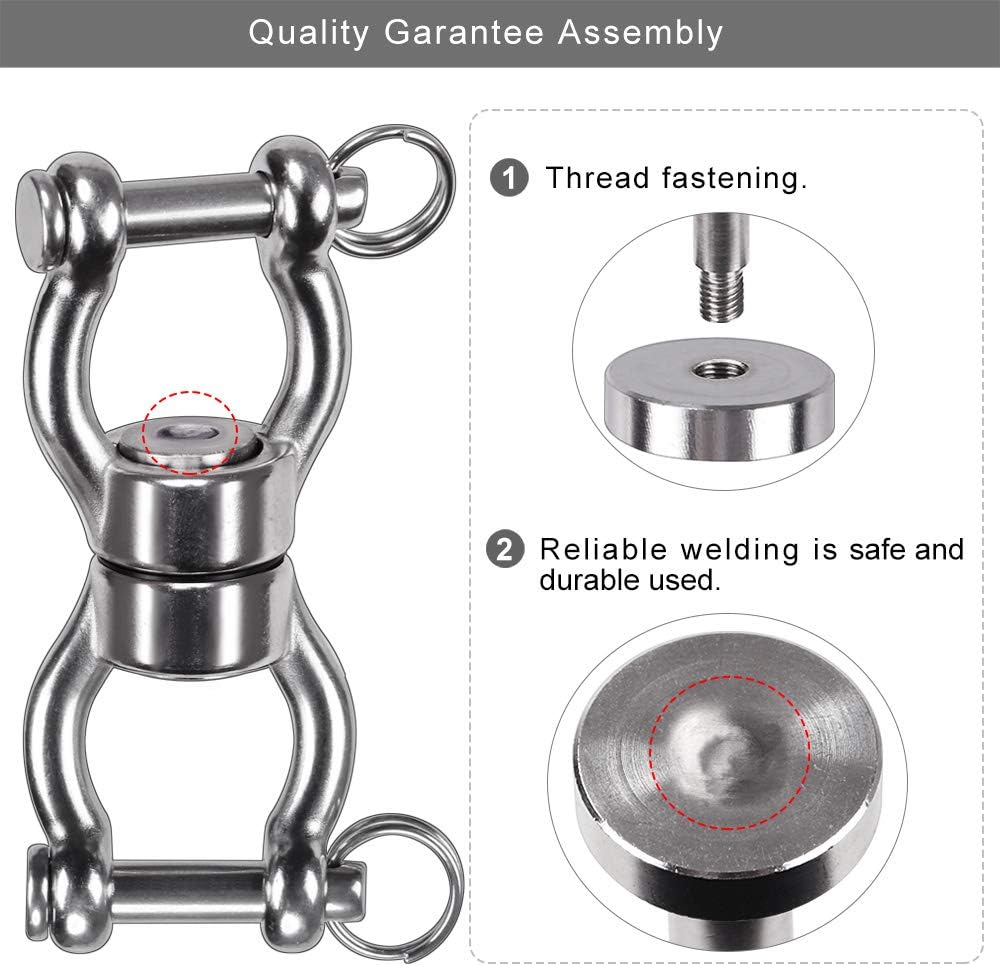 SELEWARE Silent Bearing Swing Swivel, 360° Rotational Device Hanging Accessory with Removeable Buckle for Tree Swing, Hammock Chair, Climbing Rope, Yoga, Kids Swing Swivel 1200LB Capacity, 2 Pack