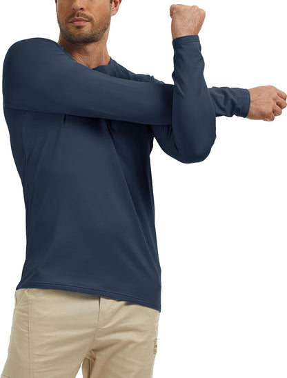 Men's Thermal Shirts Long Sleeve Fleece Lined Crew Neck Base Layer Athletic Workout Tops