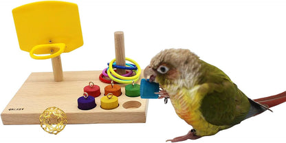 QBLEEV Bird Training Ring Toy, Parrot Trick Tabletop Toys, Educational Stacking Color Rings, Cage Toys