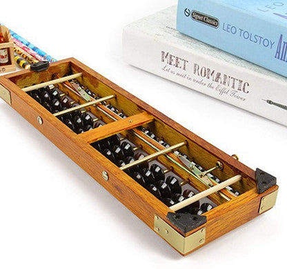 Vintage Style Wooden Abacus Soroban 13 Column(10.7 in) Math Professional Abacus for Adults Kids with Guide Handbook and Reset Button, Anti-Skid Rubber Feet