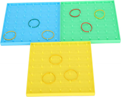 Haofy Mathematical Manipulative Material Array Block Geo Board, Interactive Plastic Teaching Aid for Kids with Rubber Bands, Enhances Fine Motor Skills and STEM Learning 5.3 X 5.3 Inch