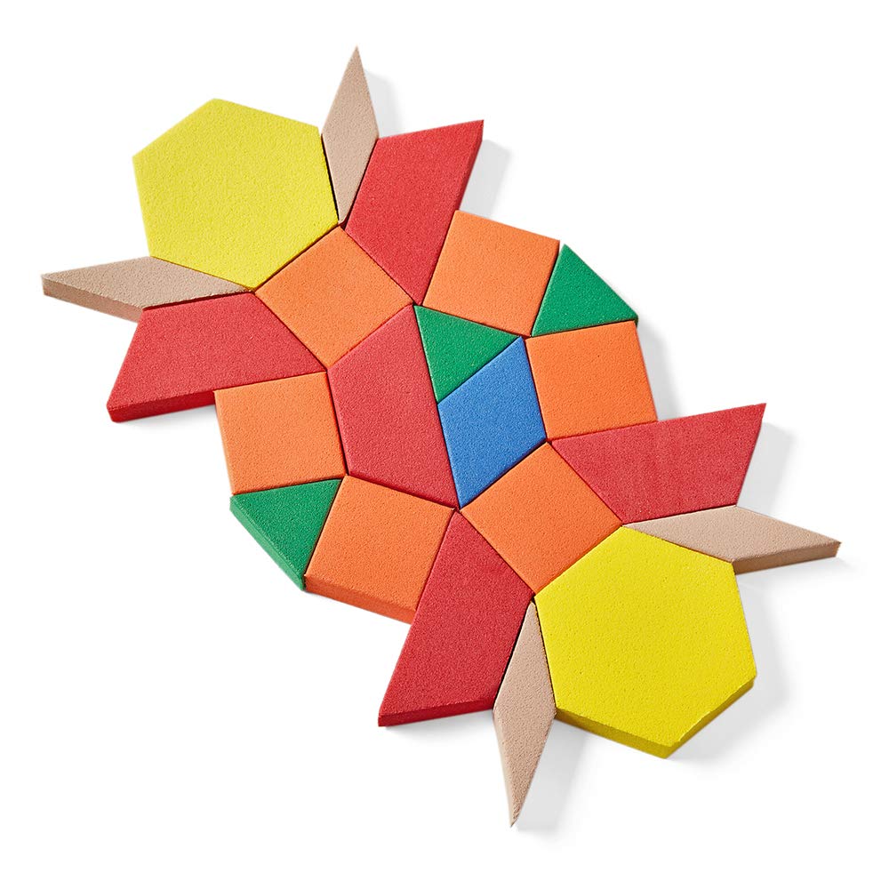 hand2mind Foam Pattern Blocks, Geometric Shapes for Kids, Pattern Play, Toddler Pattern Blocks, Learning Shapes for Kindergarten, 3D Shapes Manipulatives, Sorting Math Blocks (Set of 1,250)