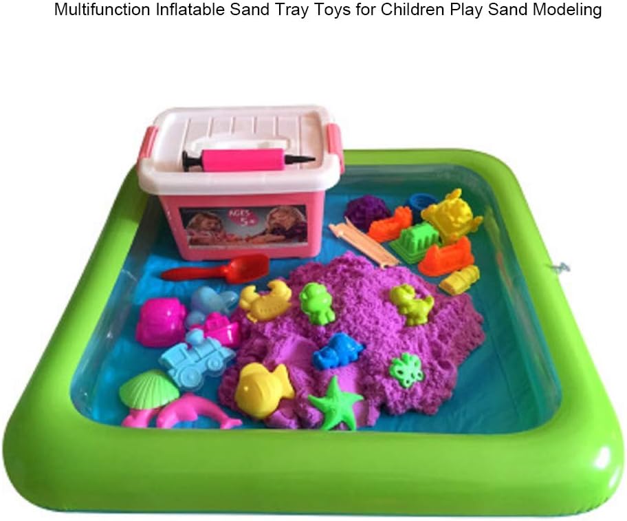 Topwon Inflatable Sand Tray for Kids - Portable Sand Box with Molds - Random Color (Random Color, 23x17)