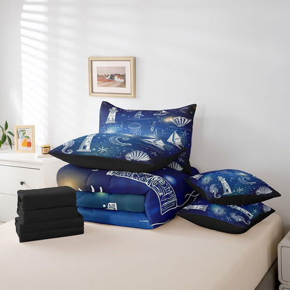 Erosebridal Chemical Equation Bed in a Bag Queen Comforter Set 7 Piece,Chemistry Bedding Sets Science Students Learning Gift Sheet Set with Comforter,Molecular Formula Education Bed Set - Colors B