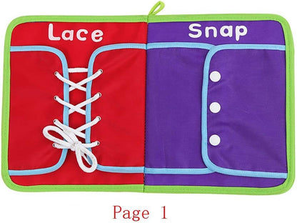 Kghios Montessori Toys Materials for Toddlers BusyBoard,Busy Board Learn to Dress Board Early Learning Basic Life Skills - Zip, Snap, Button, Buckle, Lace & Tie Educational Tools Preschool Learning