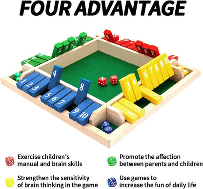 Nicecho Shut The Box Dice Game,2-4 Player Family Wooden Board Table Math Games for Adults and Kids, 8 Dices Classics Games for Classroom,Home,Party or Pub