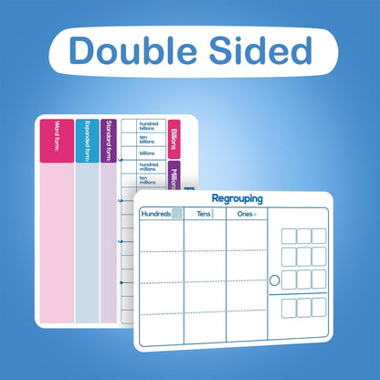 Aizweb 12 Pack Dry Erase Board Card,9" x 12" Small Whiteboard Number Line 120 Numbers Chart Ten Frame,Math Manipulatives Addition Subtraction Game for Student Classroom Must Haves Teacher Supplies