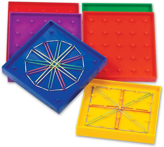 Learning Resources 5-Inch Double-Sided Assorted Geoboard Shapes - 6 Pieces, Ages 5+ Kindergarten Learning Toys, Math Manipulatives for Kids